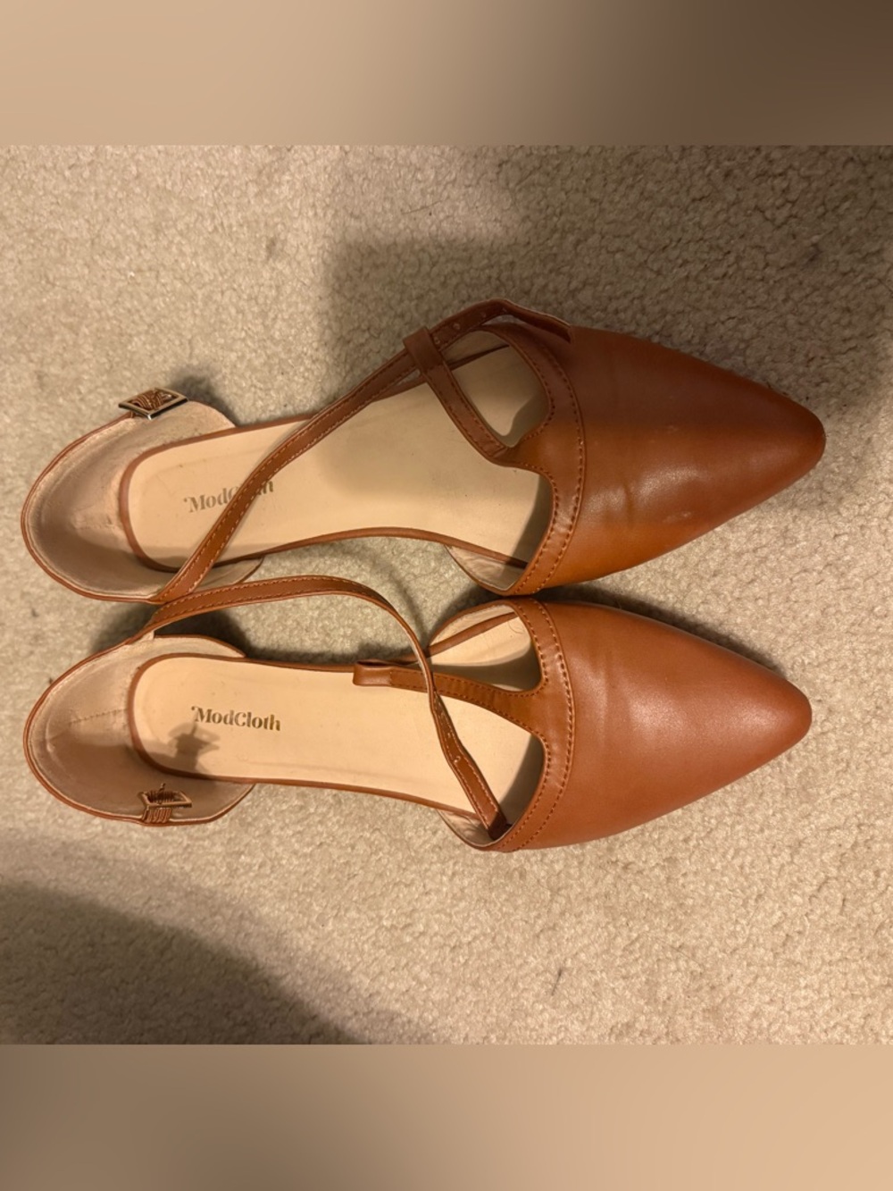 ModCloth Tan D'Orsay Slingback Flats